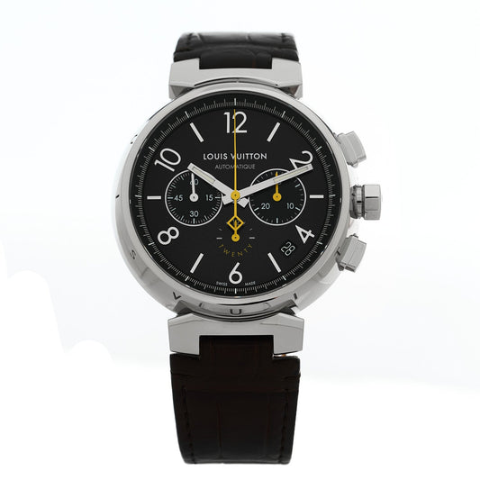 Stainless Steel Alligator 41mm Tambour Twenty Chronograph Automatic Watch Brown