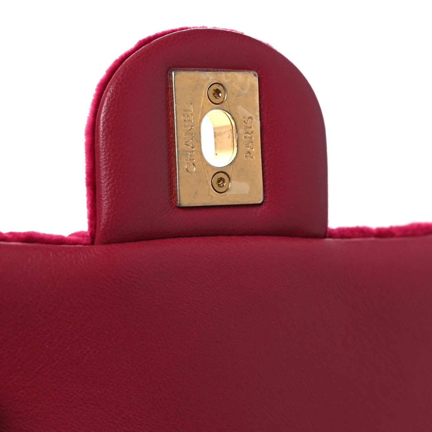 Velvet Camellia Embossed Mini Square Flap Fushia