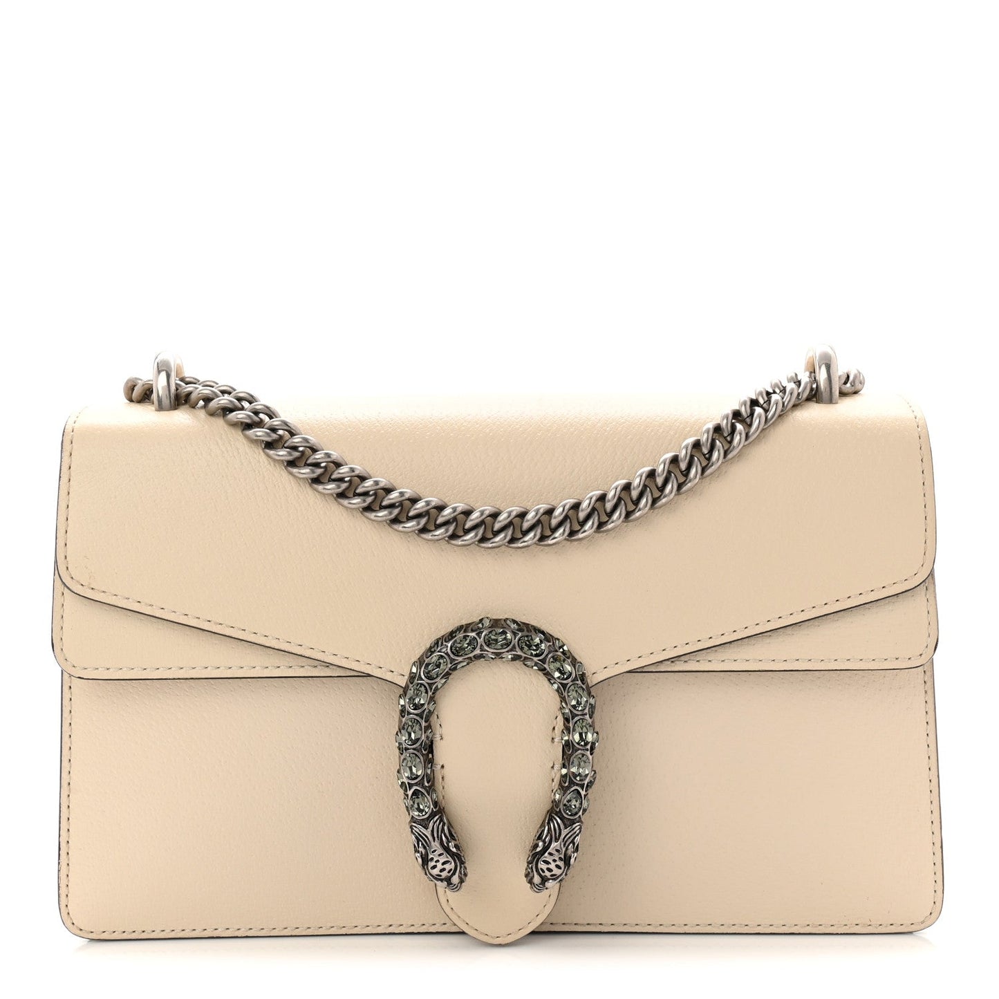 Textured Calfskin Crystal Small Dionysus Shoulder Bag Mystic White