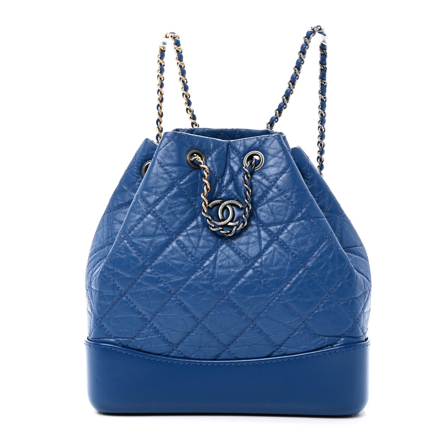 Aged Calfskin Quilted Small Gabrielle Backpack Blue