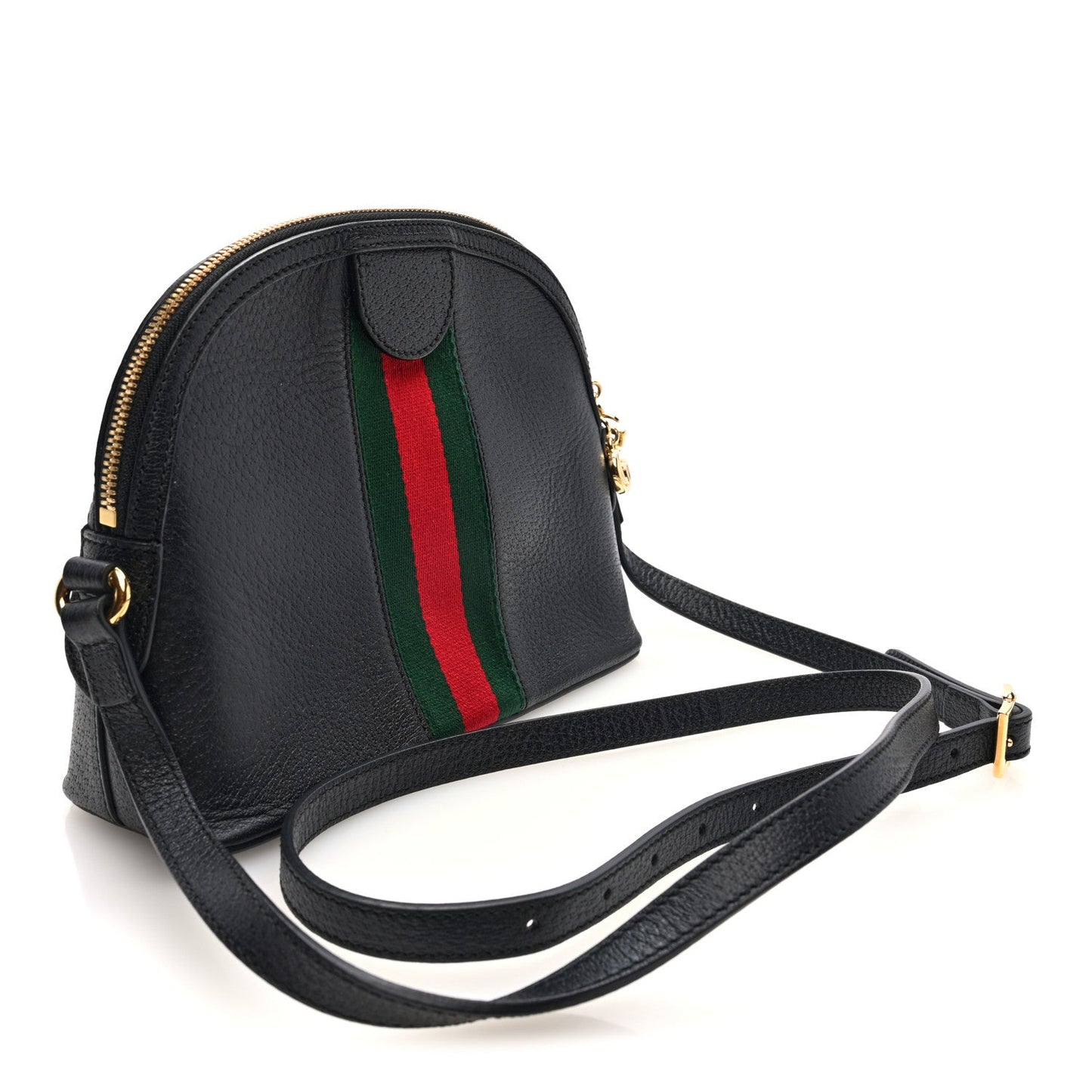 Calfskin GG Web Small Ophidia Dome Shoulder Bag Black