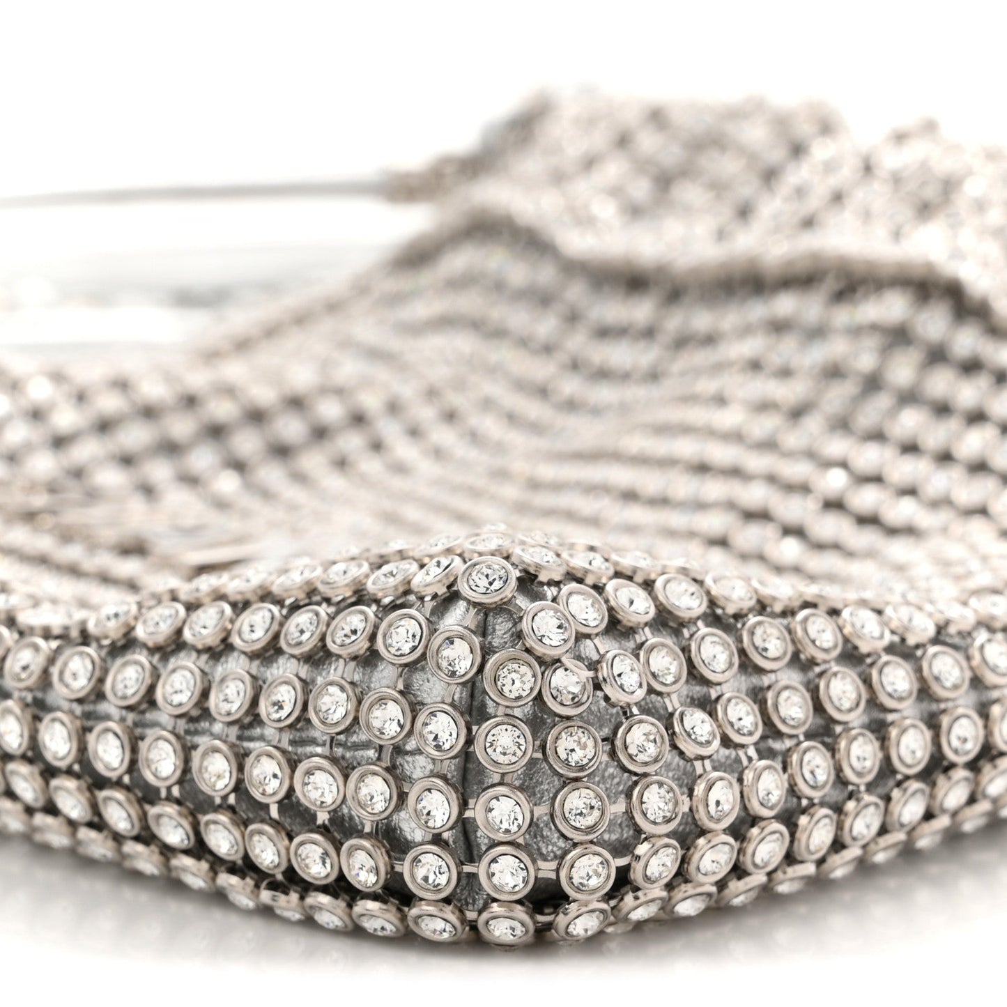 Crystal Embellished Metallic Lambskin Mini Chanel 22 Silver
