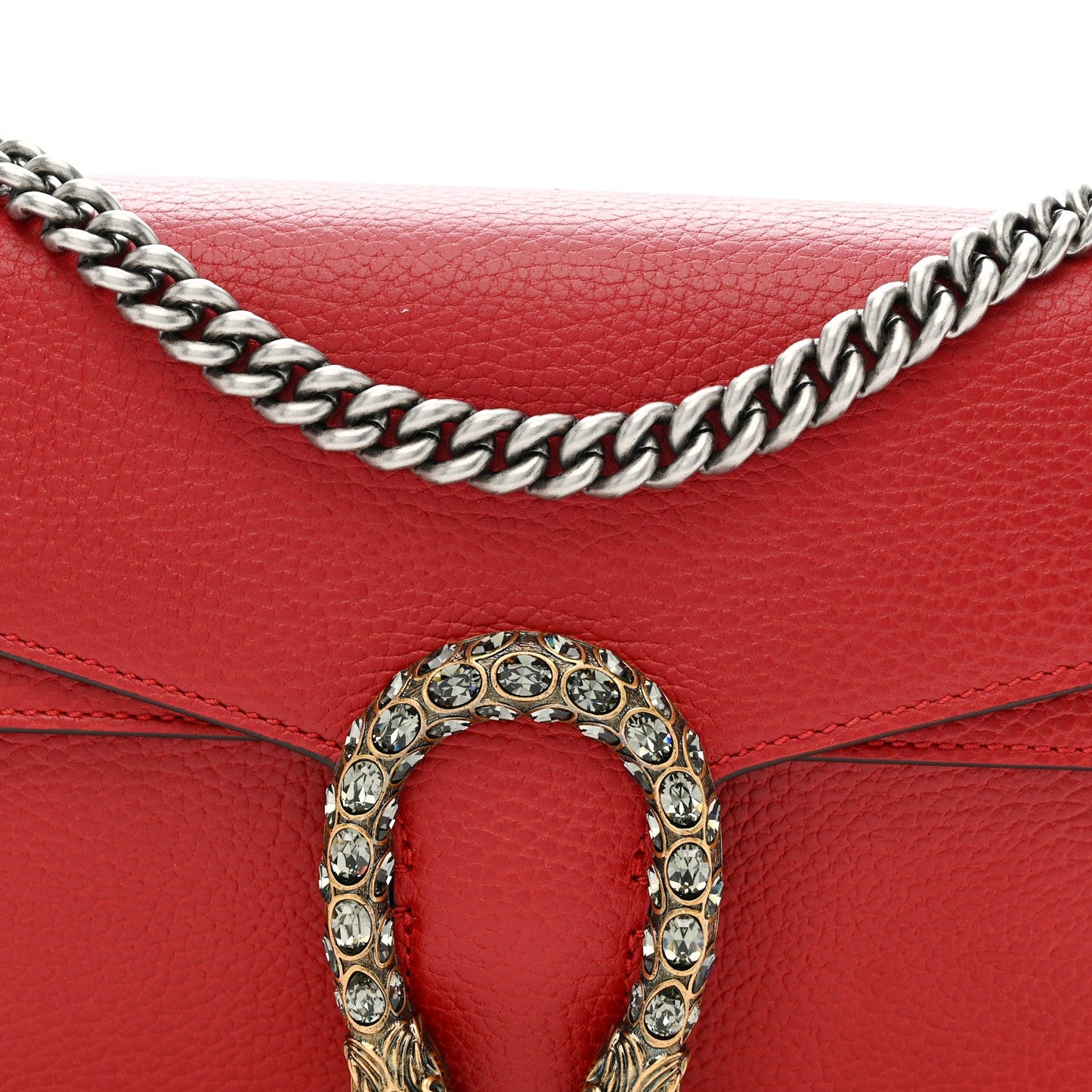Dollar Calfskin Swarovski Crystal Small Dionysus Shoulder Bag Hibiscus Red