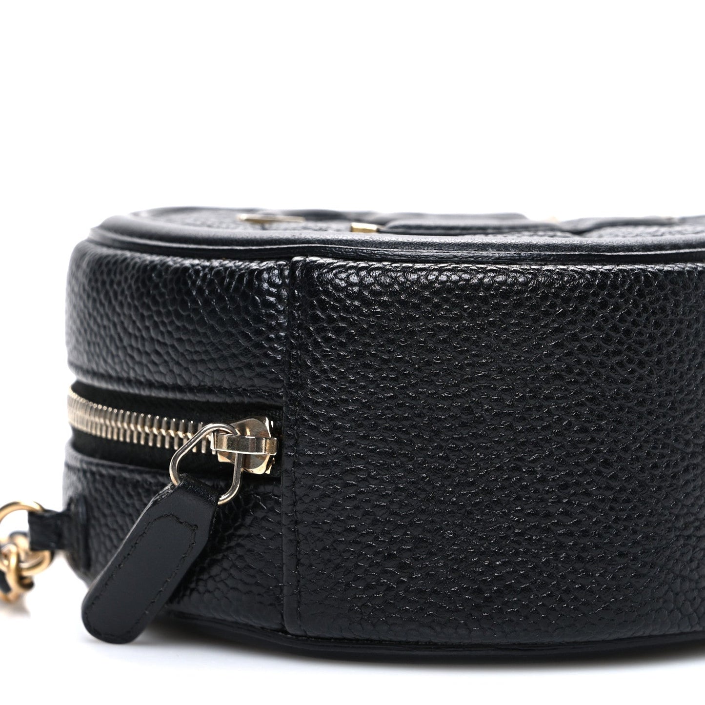 Caviar Quilted Round Filigree Crossbody Black