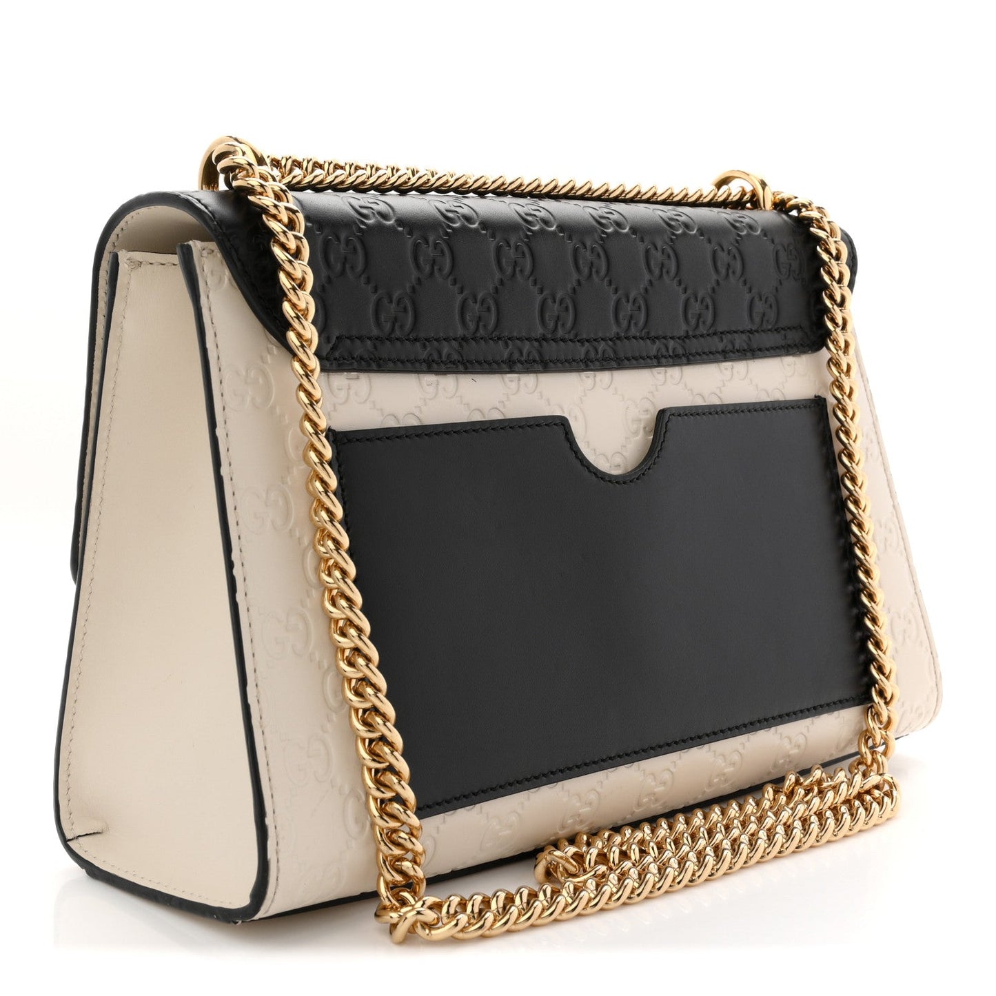 Guccissima Medium Padlock Shoulder Bag Black Mystic White