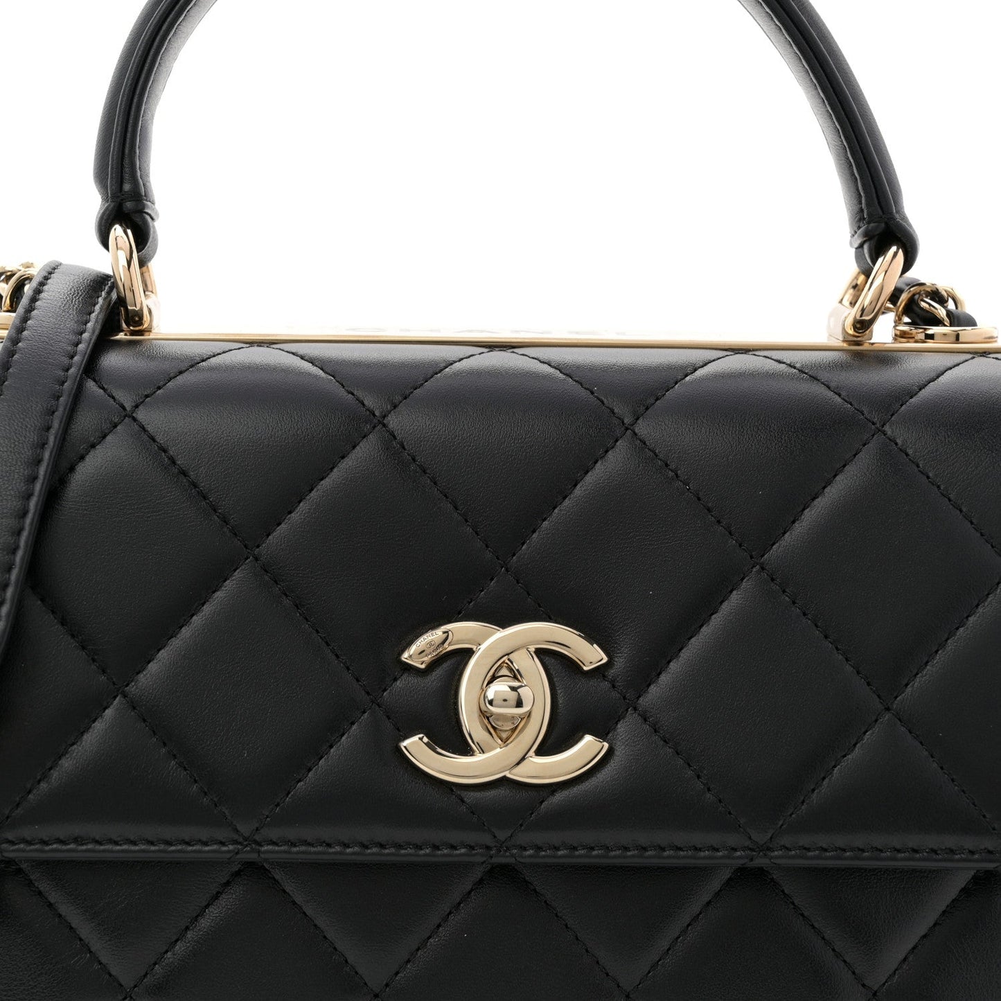 Lambskin Quilted Small Trendy CC Dual Handle Flap Bag Black