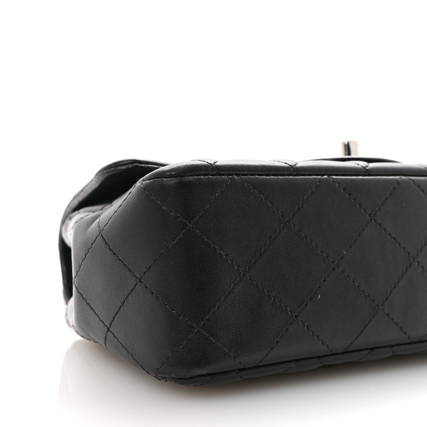Lambskin Quilted Mini Rectangular Flap Black