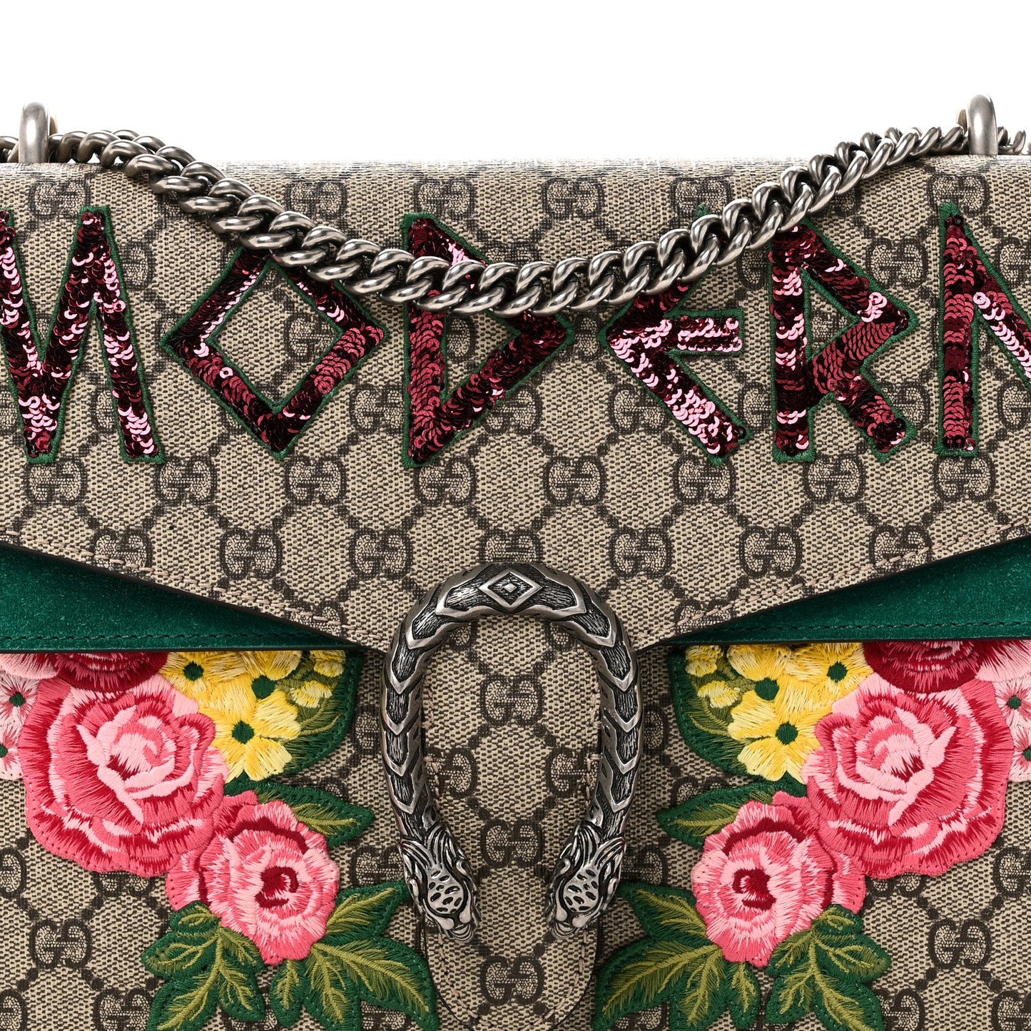 GG Supreme Monogram Embroidered Medium Dionysus Shoulder Bag Emerald