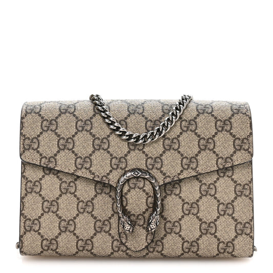 GG Supreme Monogram Mini Dionysus Chain Wallet Beige Taupe