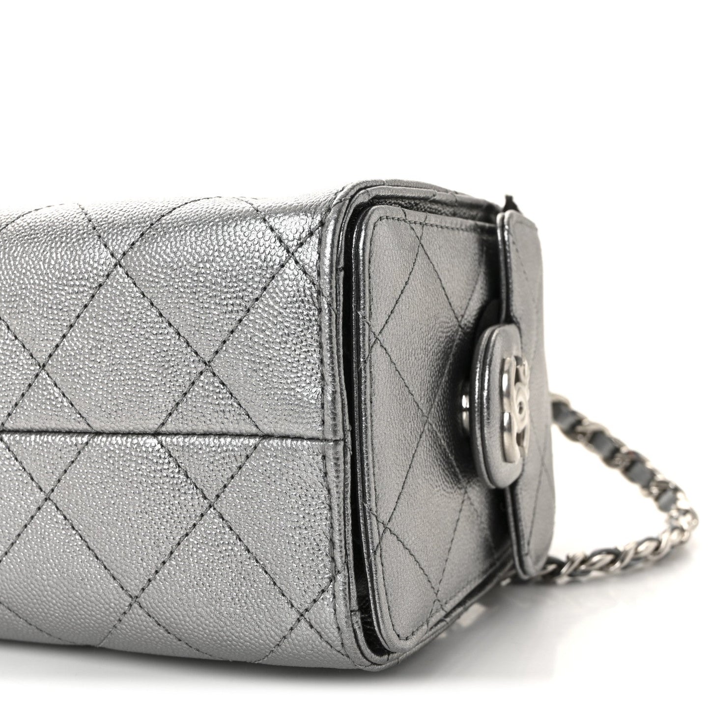Metallic Caviar Quilted Mini Chanel 25 Handbag Anthracite