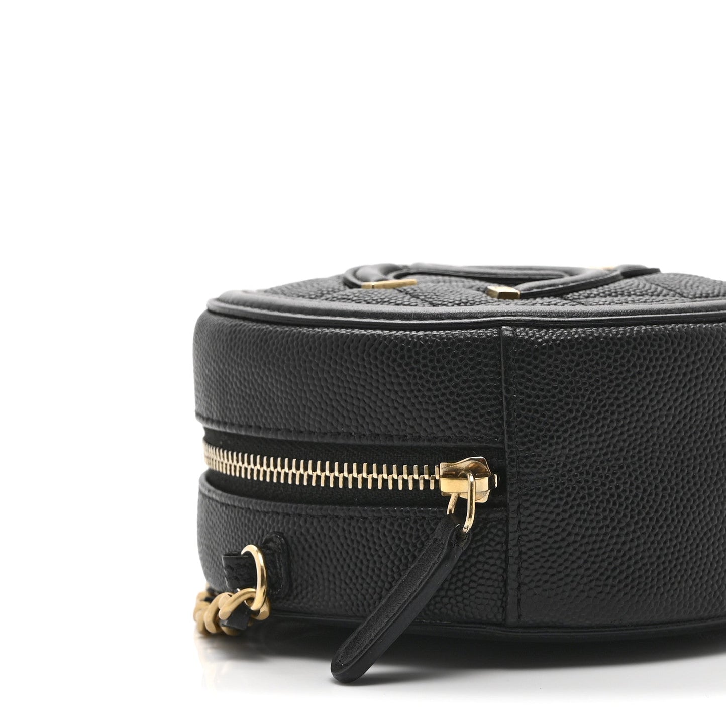 Caviar Quilted Round Filigree Crossbody Black