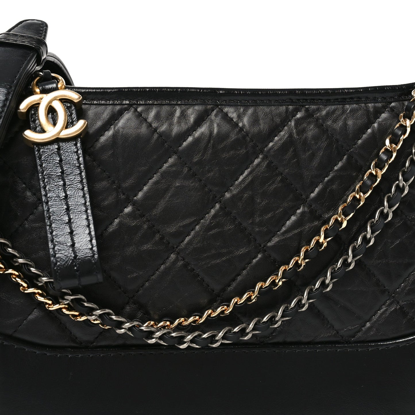 Aged Calfskin Quilted New Medium Gabrielle Hobo Black