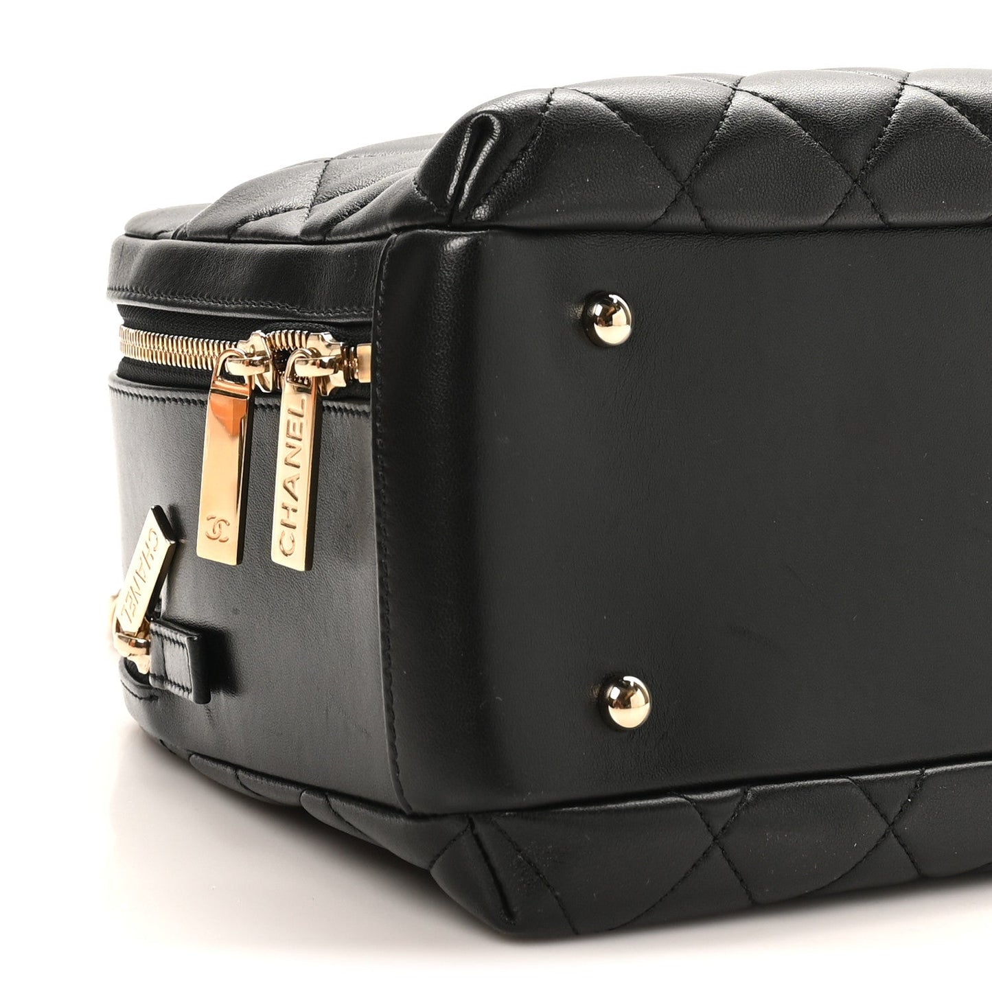 Lambskin Quilted Medium Trendy CC Bowling Bag Black