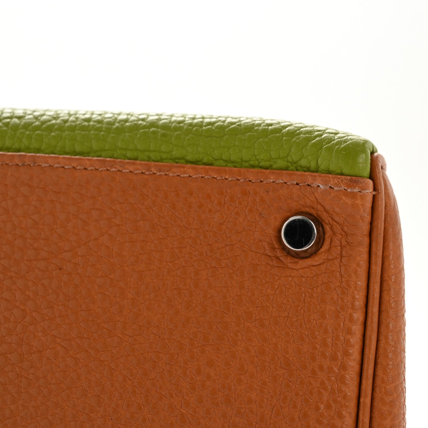 Fjord Togo Tri-Color Kelly Retourne 32 Vert Anis Gold Vert Olive