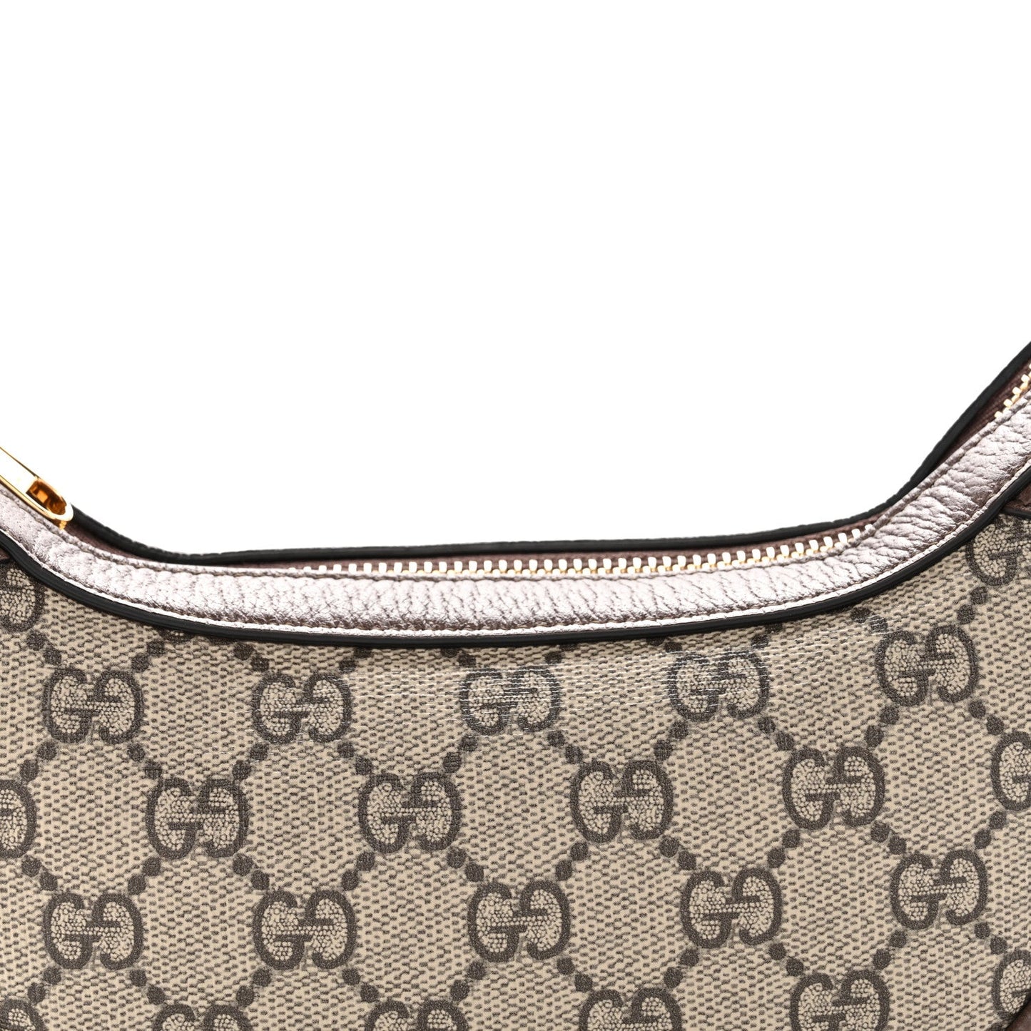 GG Supreme Monogram Textured Calfskin Web Mini Ophidia Half Moon Hobo Beige Ebony New Acero