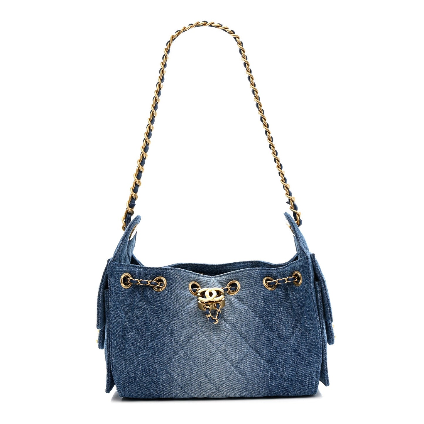Washed Denim Quilted Mini Chanel 25 Handbag Blue