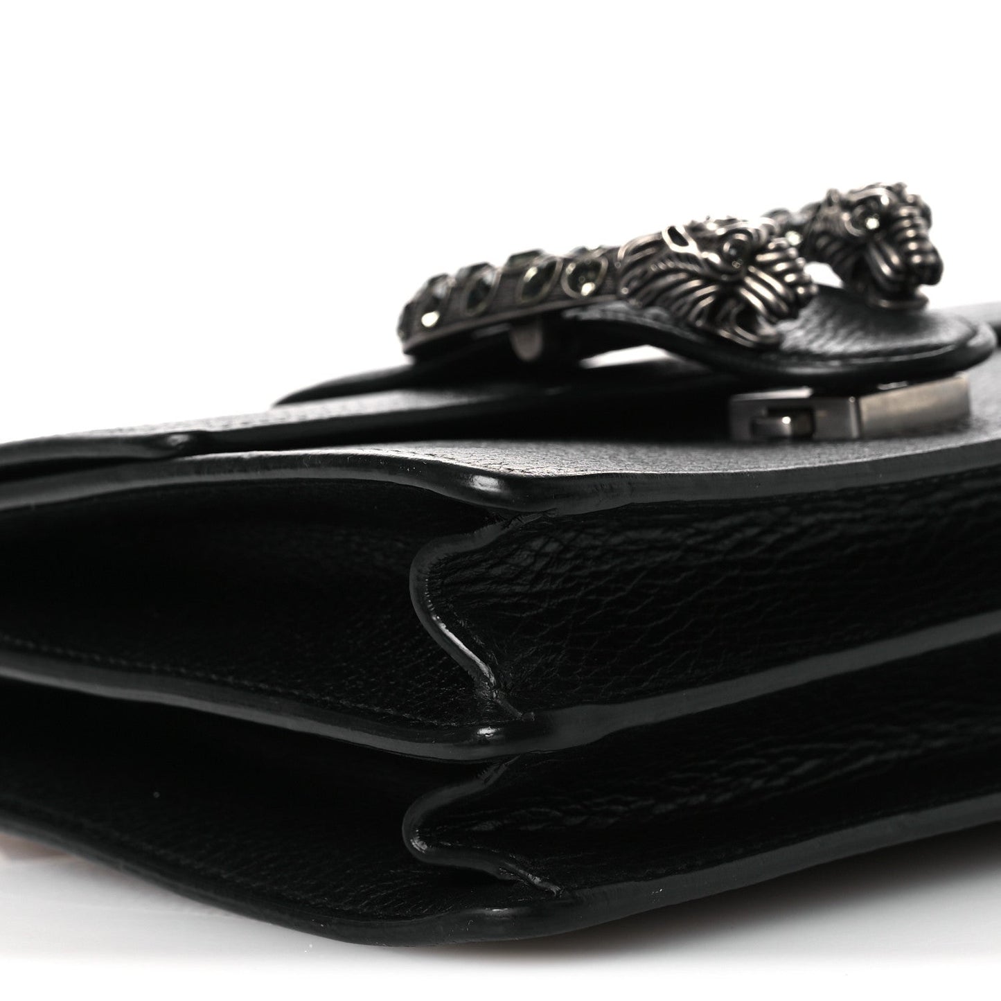Dollar Calfskin Crystal Web Mini Dionysus Bamboo Top Handle Bag Black Black Diamond