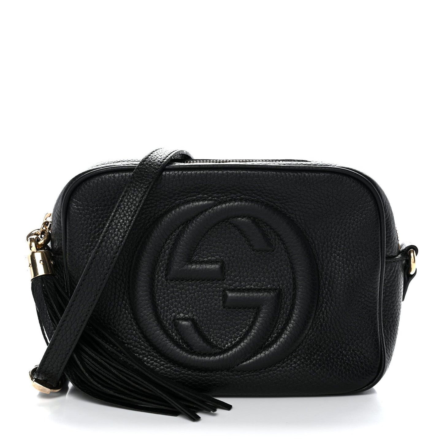 Pebbled Calfskin Small Soho Disco Bag Black