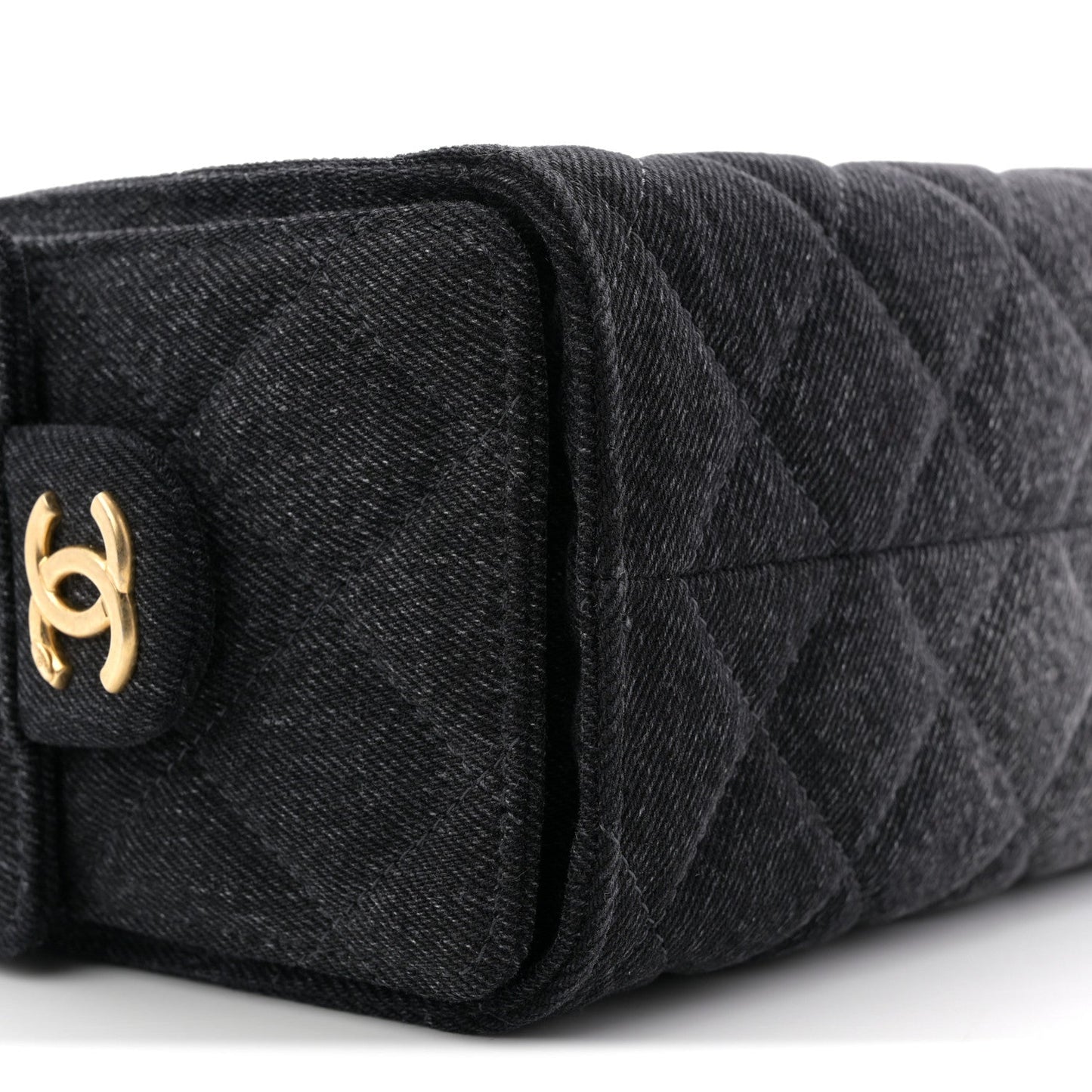 Washed Denim Quilted Mini Chanel 25 Handbag Black
