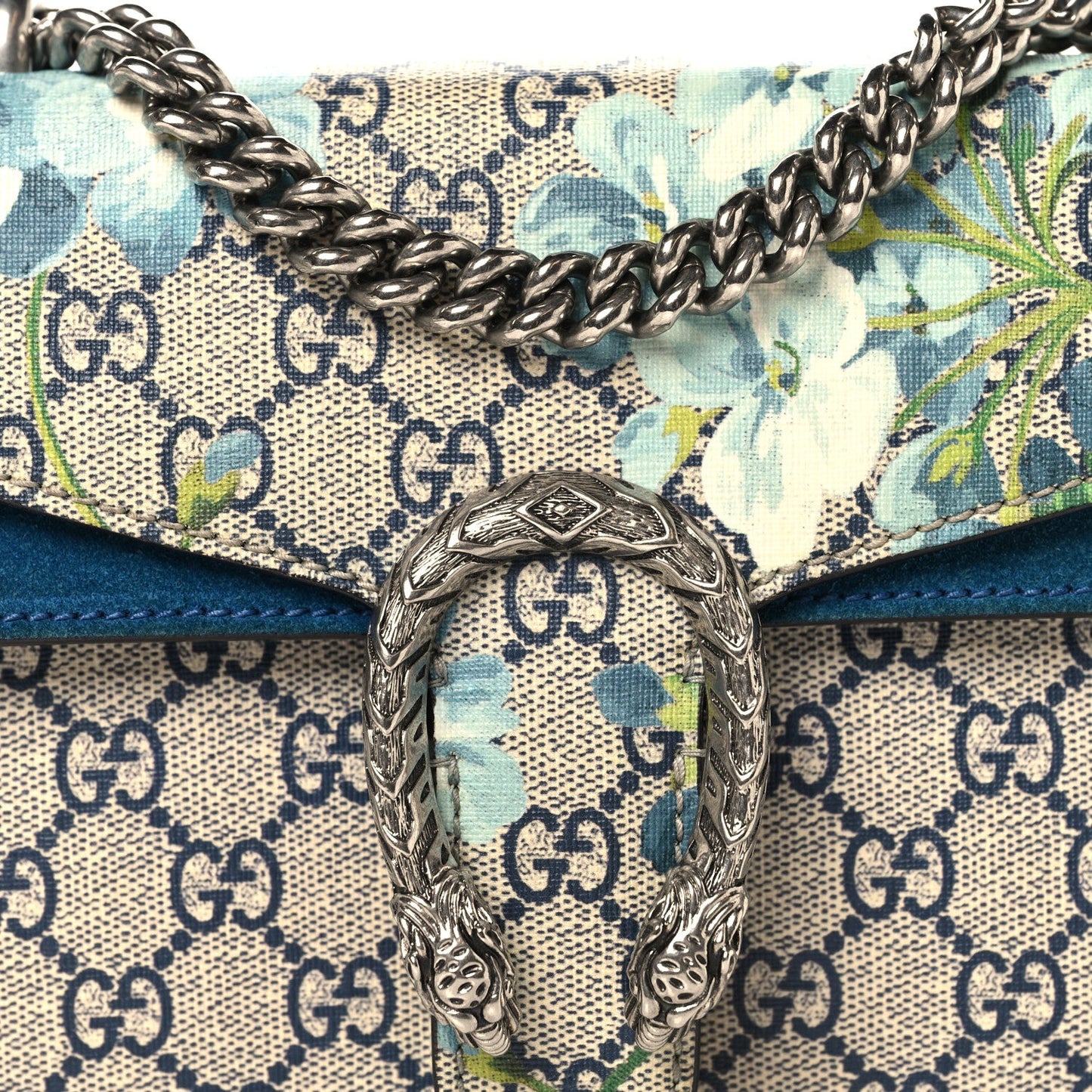 GG Supreme Monogram Blooms Mini Dionysus Shoulder Bag Beige Navy Vintage Blue