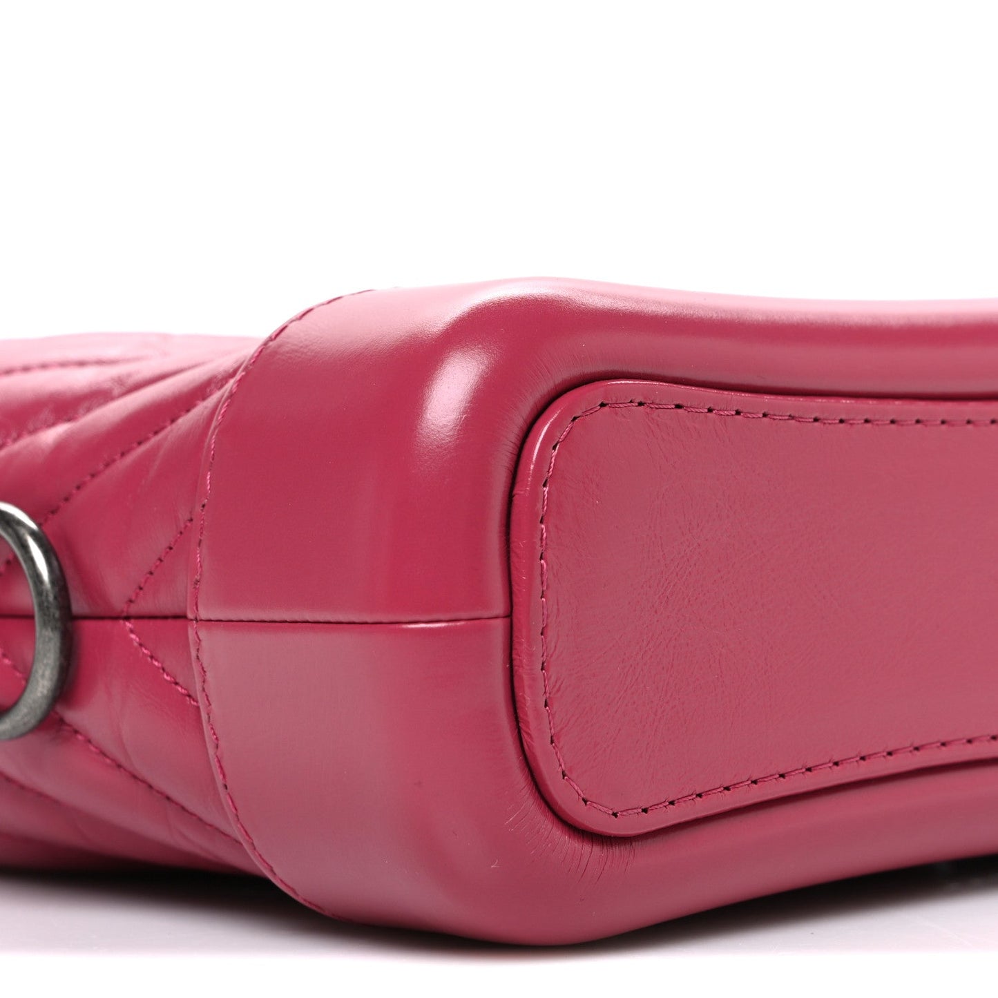 Aged Calfskin Chevron Quilted Small Gabrielle Hobo Dark Pink