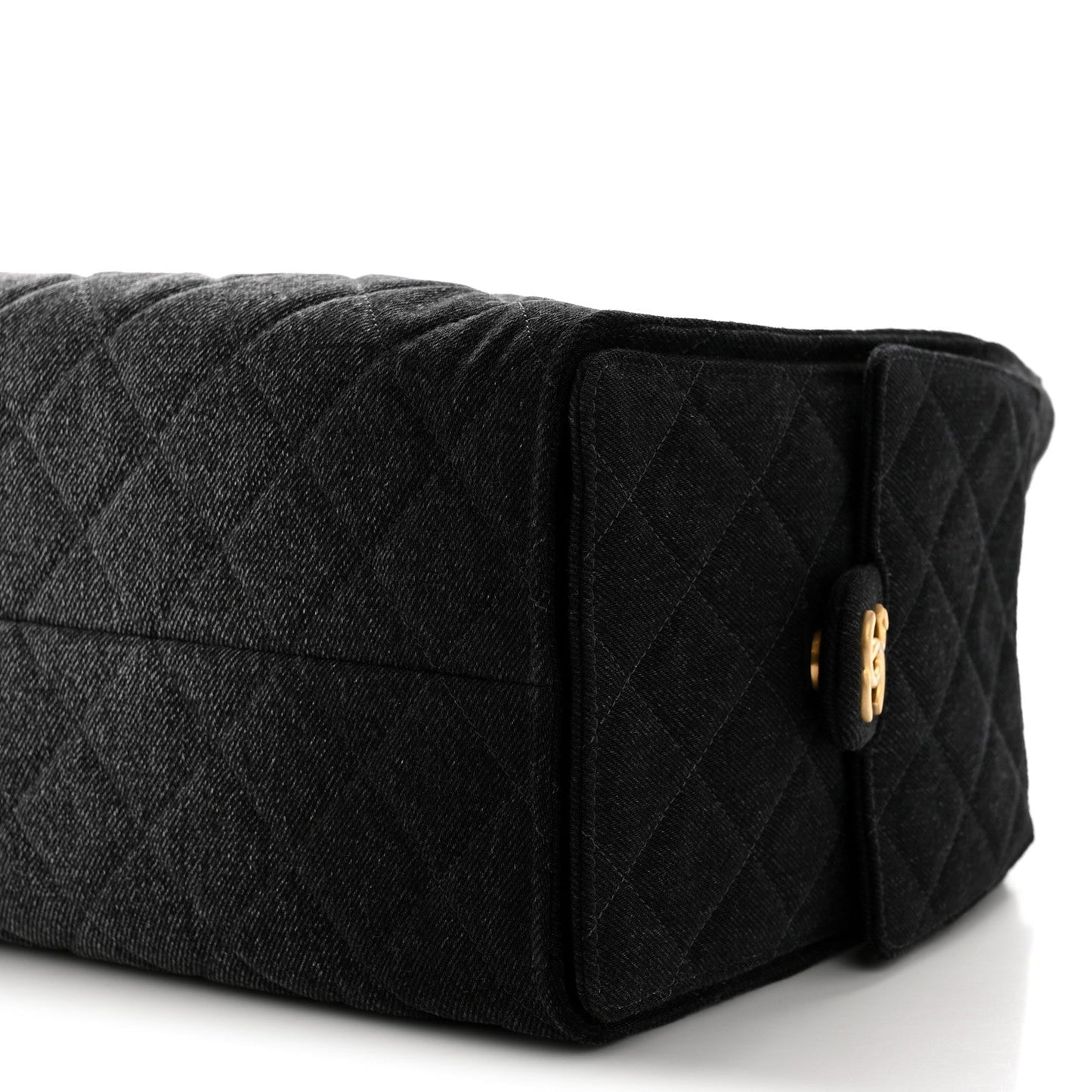 Washed Denim Quilted Medium Chanel 25 Handbag Black