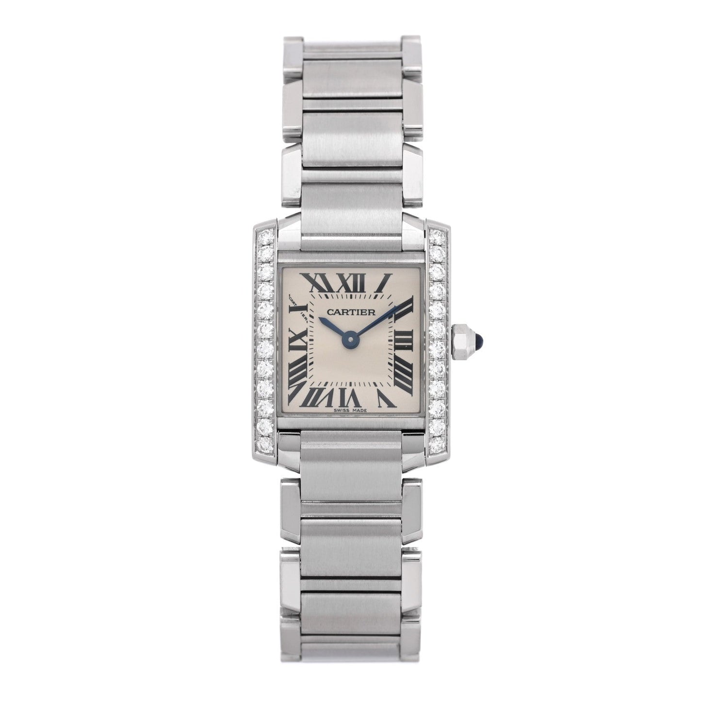 Stainless Steel Diamond Bezel 20mm Tank Francaise Quartz Watch