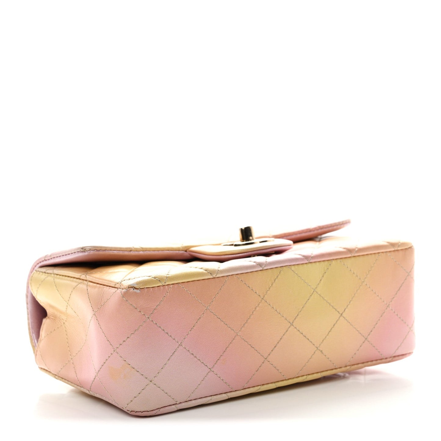 Lambskin Quilted Tie Dye Ombre Mini Rectangular Flap Yellow Multicolor