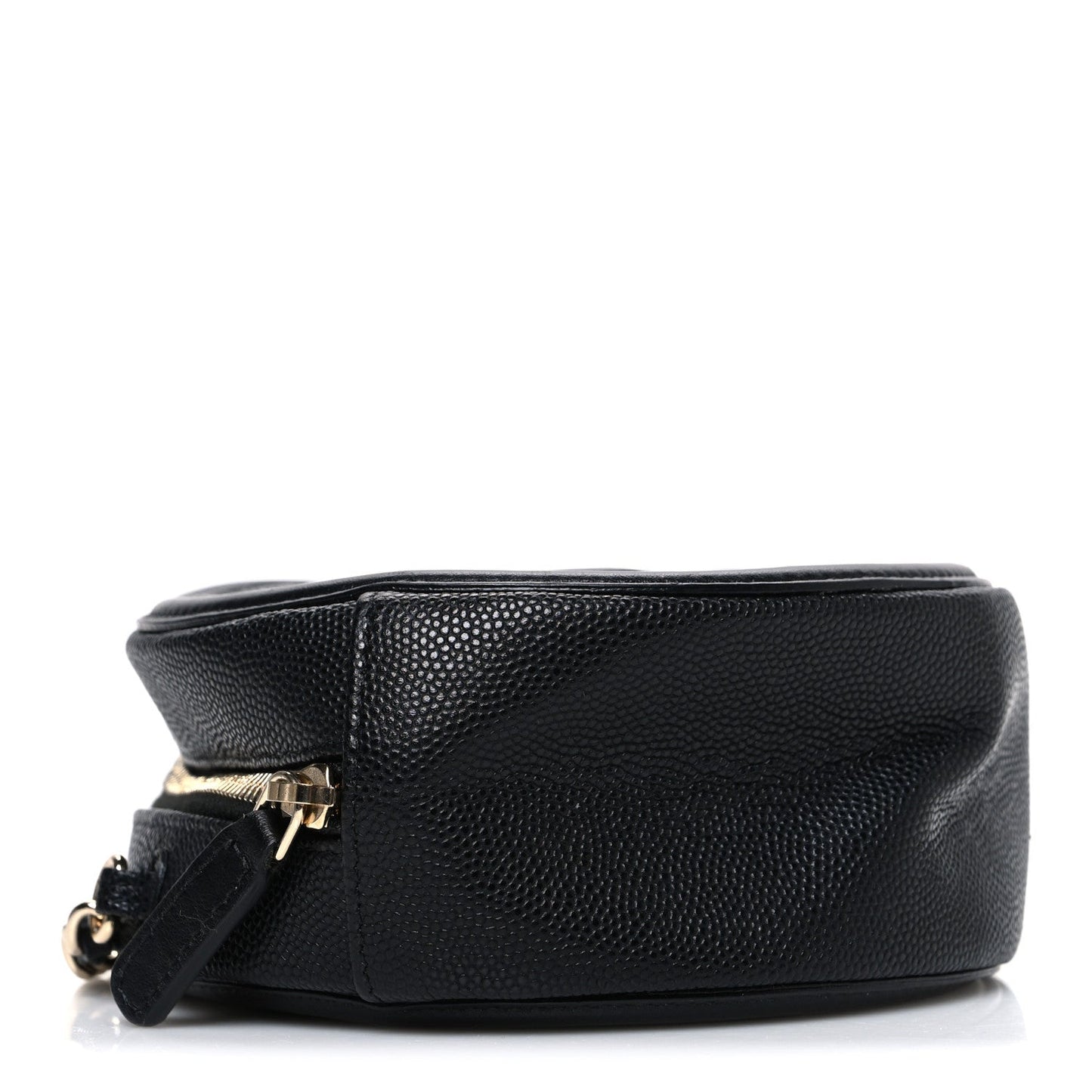 Caviar Quilted Round Filigree Crossbody Black