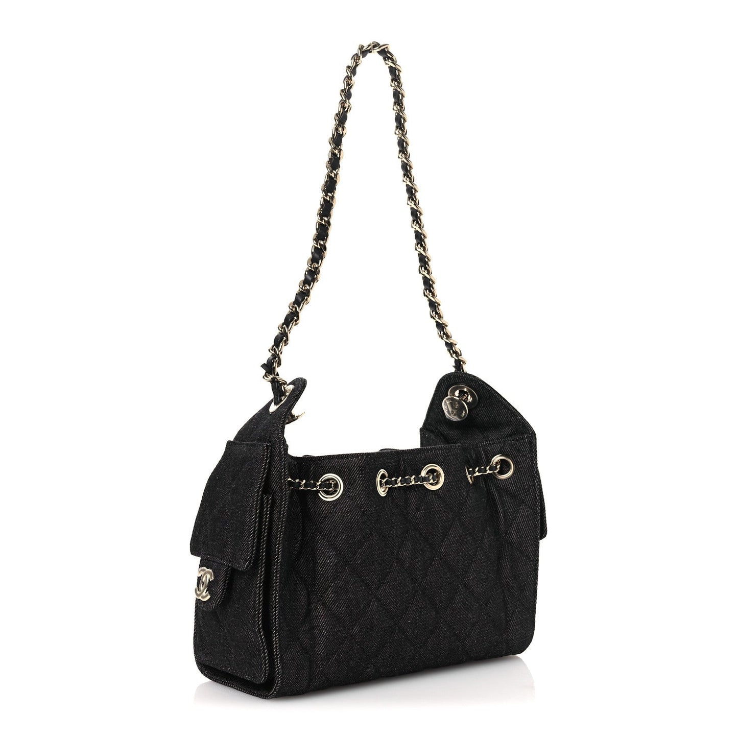 Denim Quilted Mini Chanel 25 Handbag Dark Blue