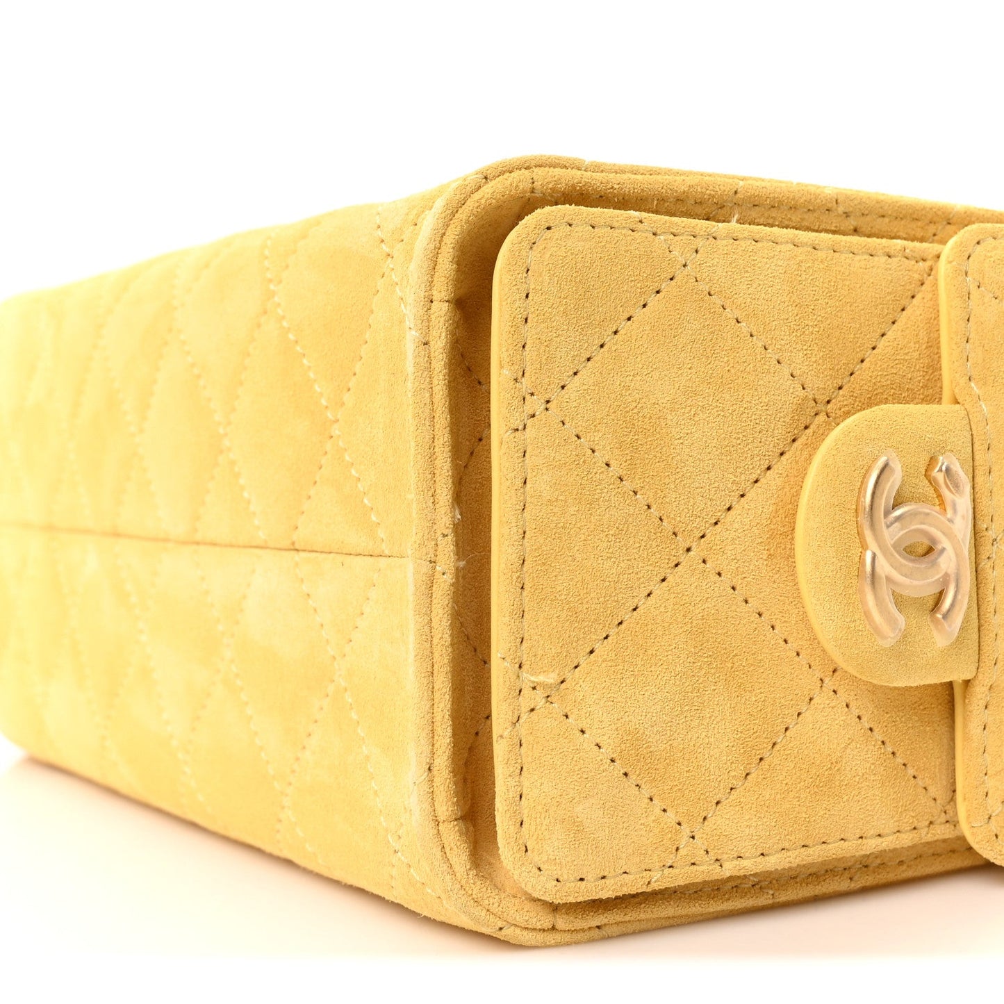Suede Quilted Mini Chanel 25 Handbag Yellow