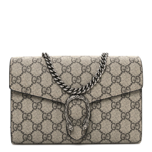 GG Supreme Monogram Mini Dionysus Chain Wallet Beige Taupe