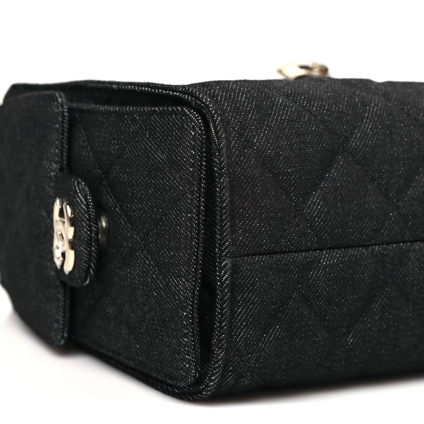 Denim Quilted Mini Chanel 25 Handbag Dark Blue