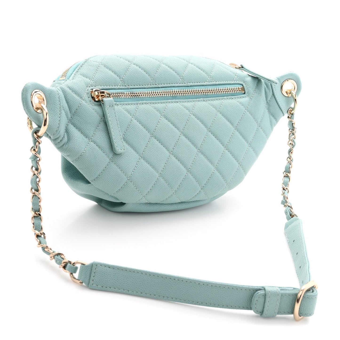 Caviar Quilted Filigree Waist Bag Light Blue