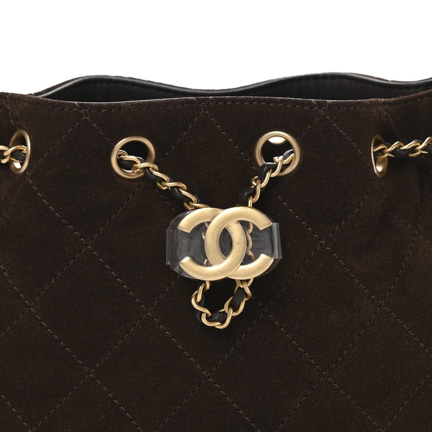 Suede Quilted Mini Chanel 25 Handbag Dark Brown