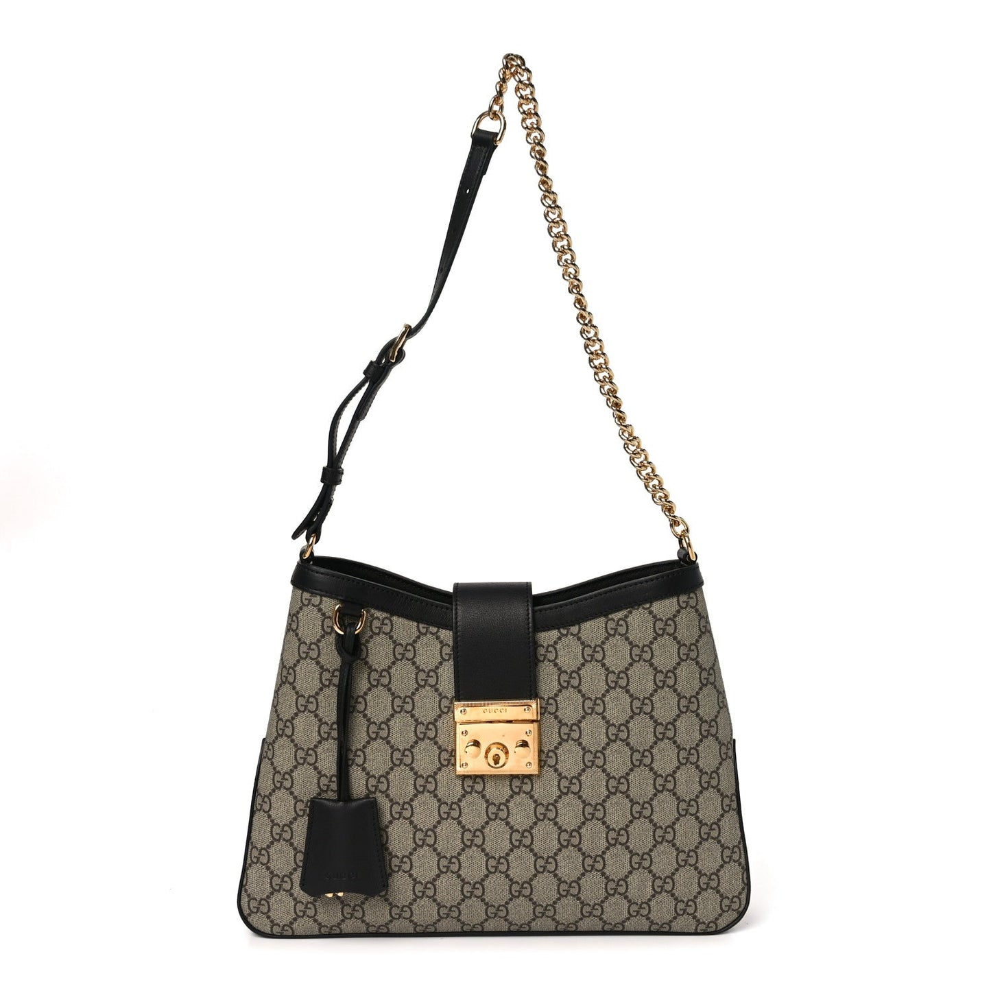 GG Supreme Monogram Medium Padlock Shoulder Bag Black