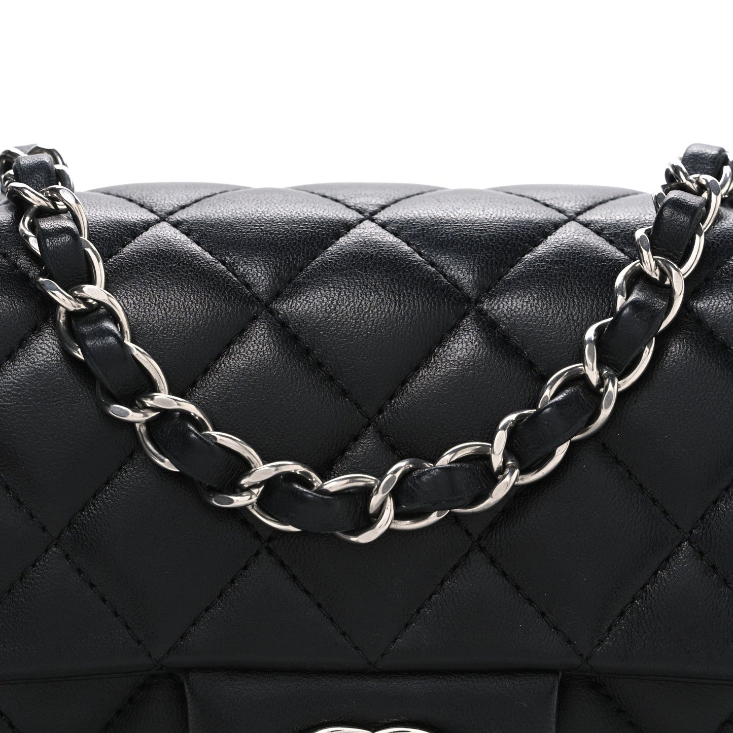 Lambskin Quilted Mini Rectangular Flap Black