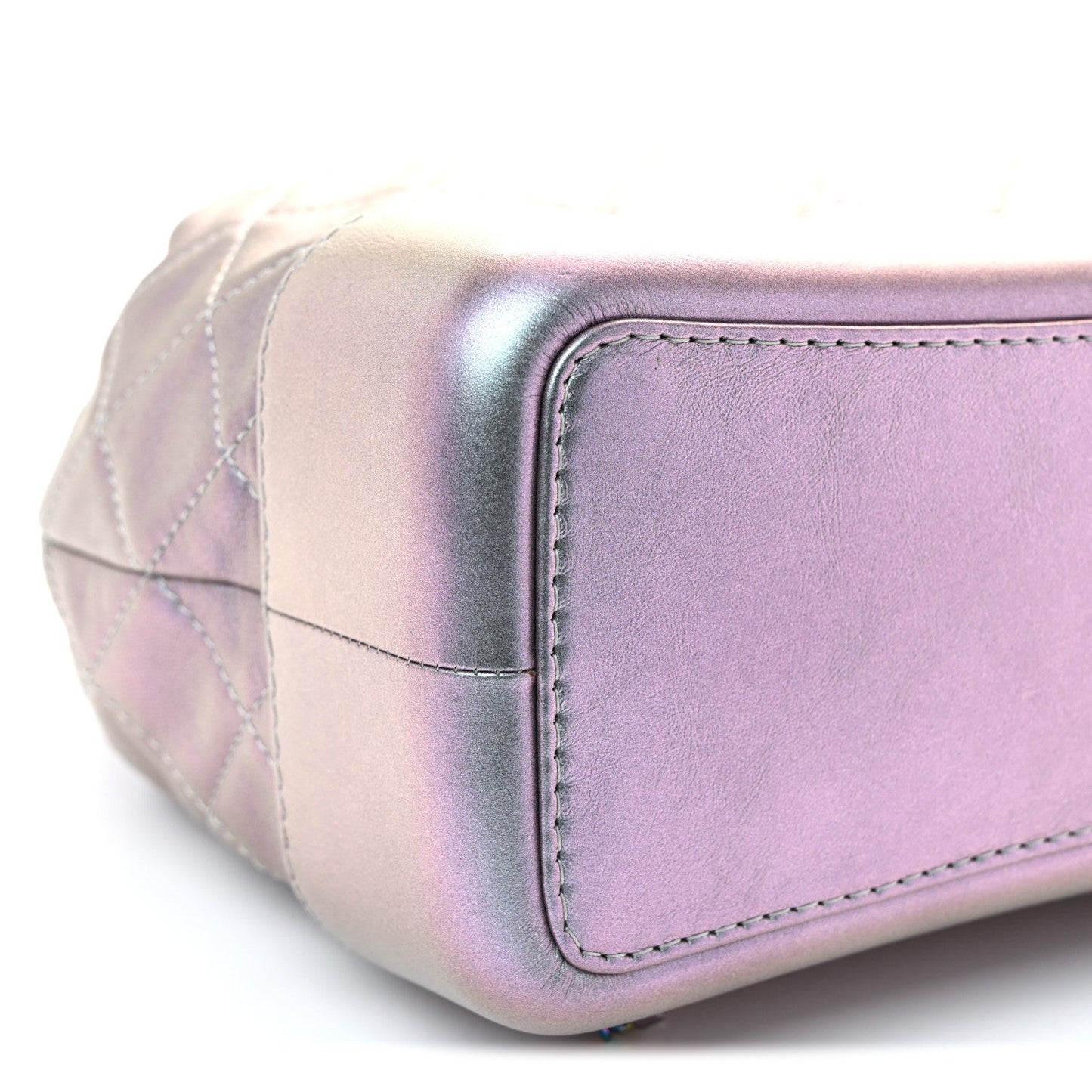 Iridescent Aged Calfskin Quilted Gabrielle Backpack Light Purple