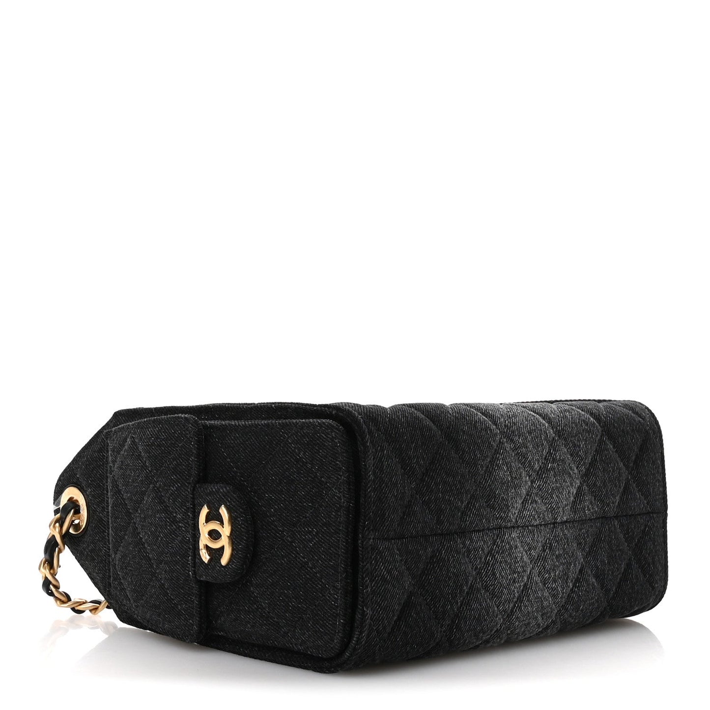 Washed Denim Quilted Mini Chanel 25 Handbag Black