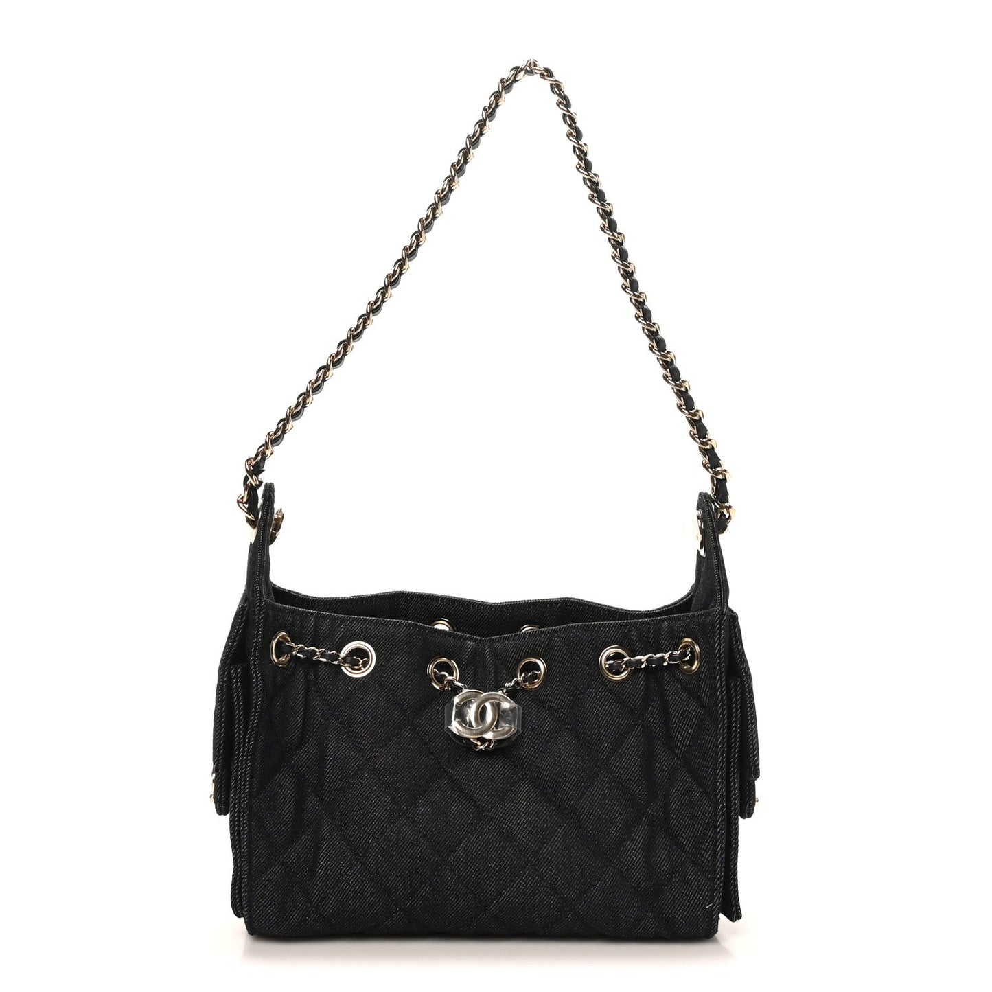 Denim Quilted Mini Chanel 25 Handbag Dark Blue