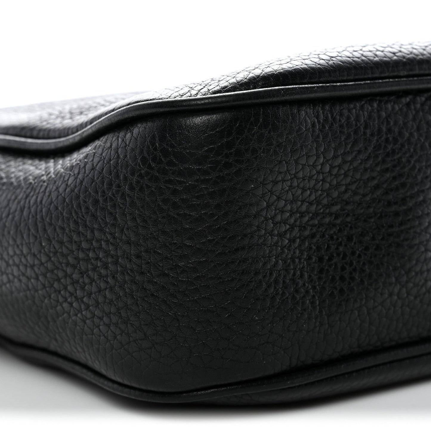 Pebbled Calfskin Small Soho Disco Bag Black