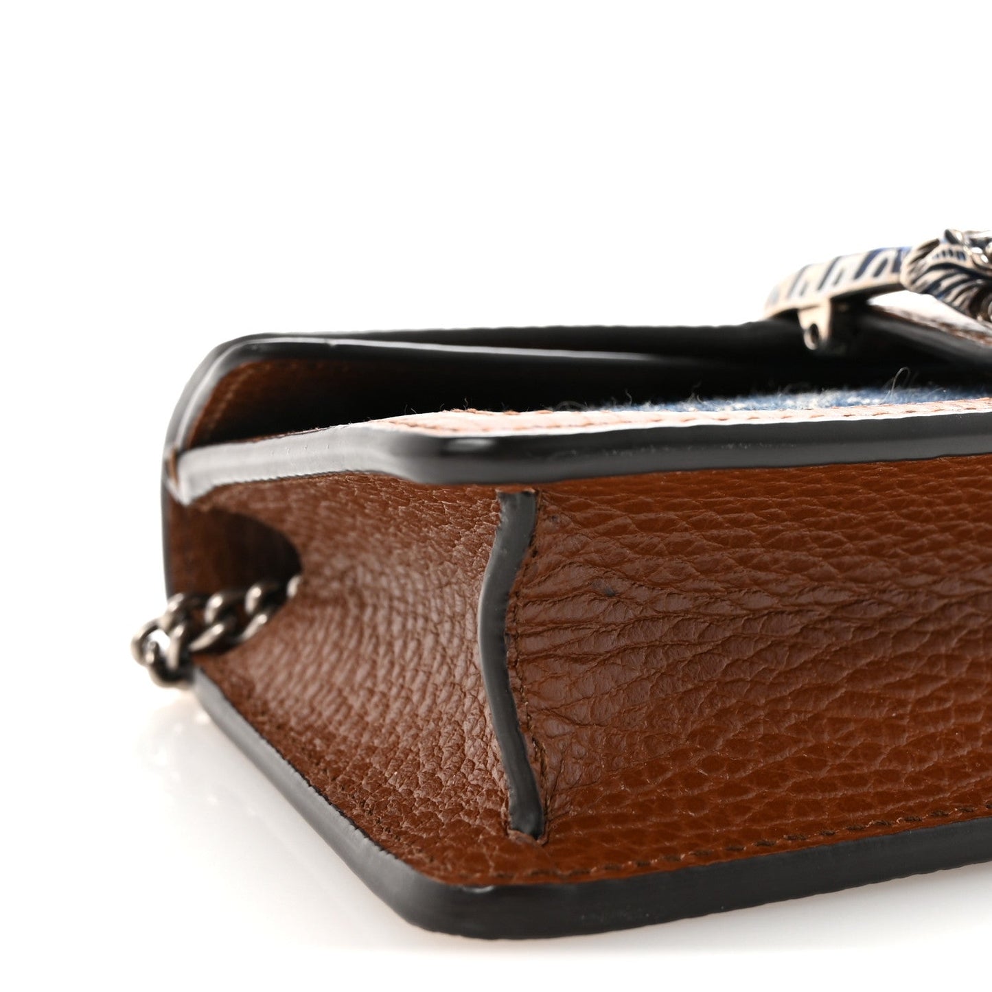 New Denim GG Monogram Dollar Calfskin Enamel Super Mini Dionysus Shoulder Bag Blue Tea Cuir Epilog Electric Blue