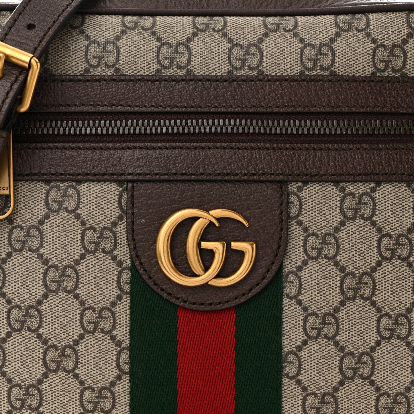 GG Supreme Monogram Web Small Ophidia Messenger Bag Brown