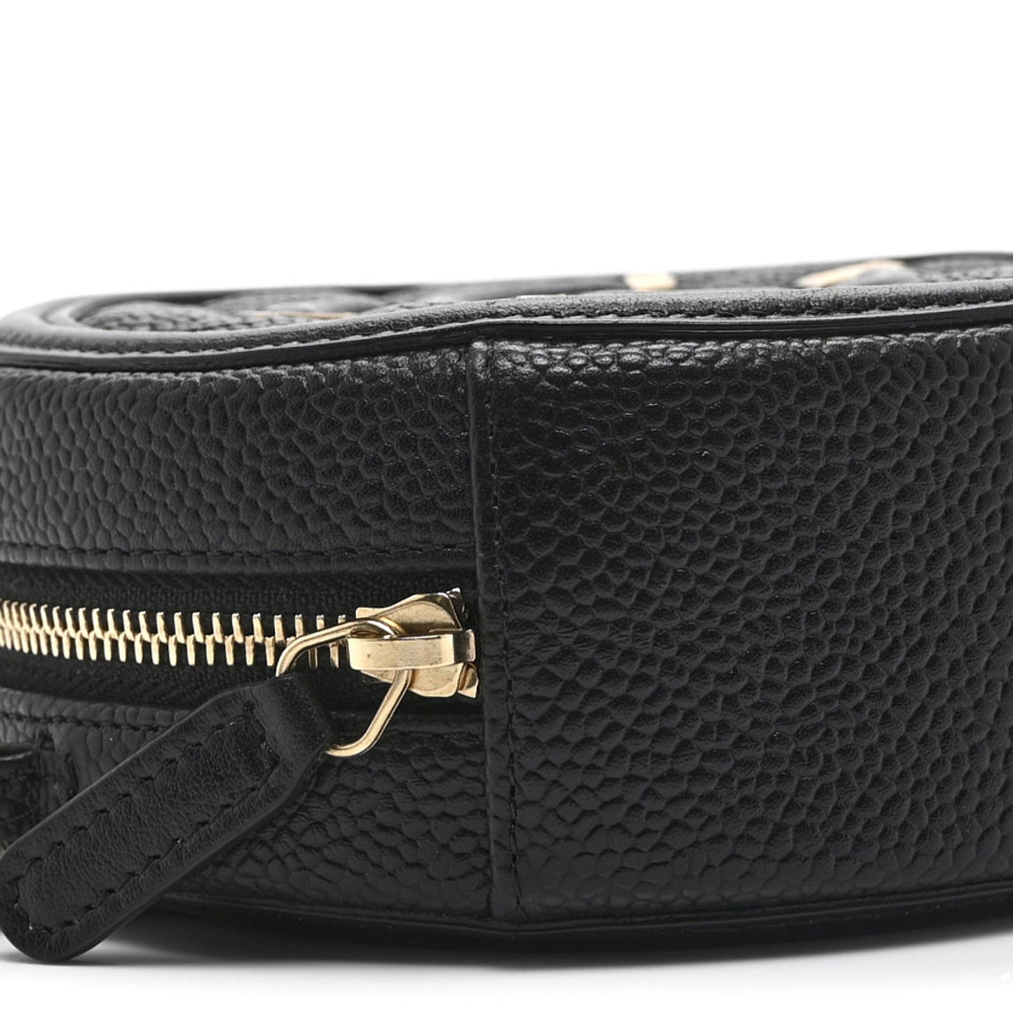 Caviar Quilted Round Filigree Crossbody Black