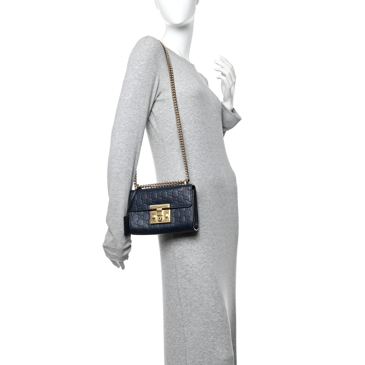 Guccissima Small Padlock Shoulder Bag Blue Agata