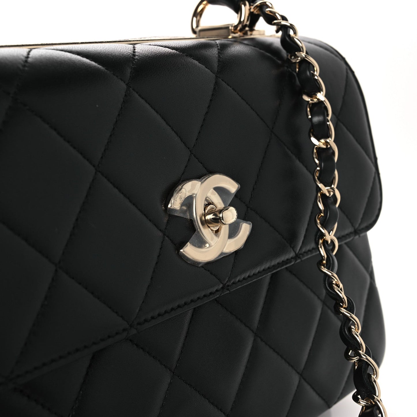 Lambskin Quilted Small Trendy CC Dual Handle Flap Bag Black