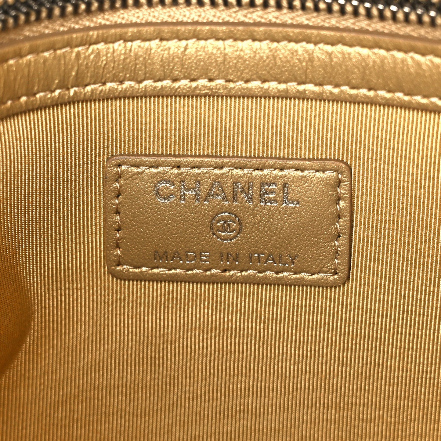 Metallic Calfskin Crocodile Embossed Medium Gabrielle Cosmetic Case Gold