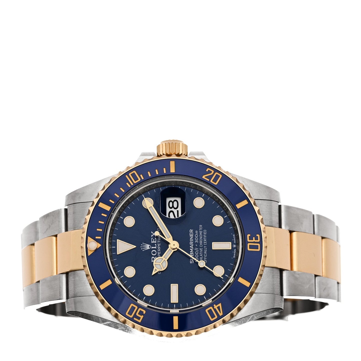 Stainless Steel 18K Yellow Gold 41mm Submariner Date Watch Royal Blue 126613LB