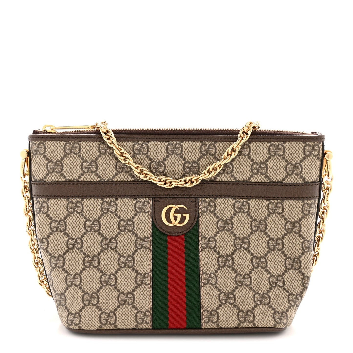 GG Supreme Monogram Web Ophidia Chain Shoulder Bag Brown
