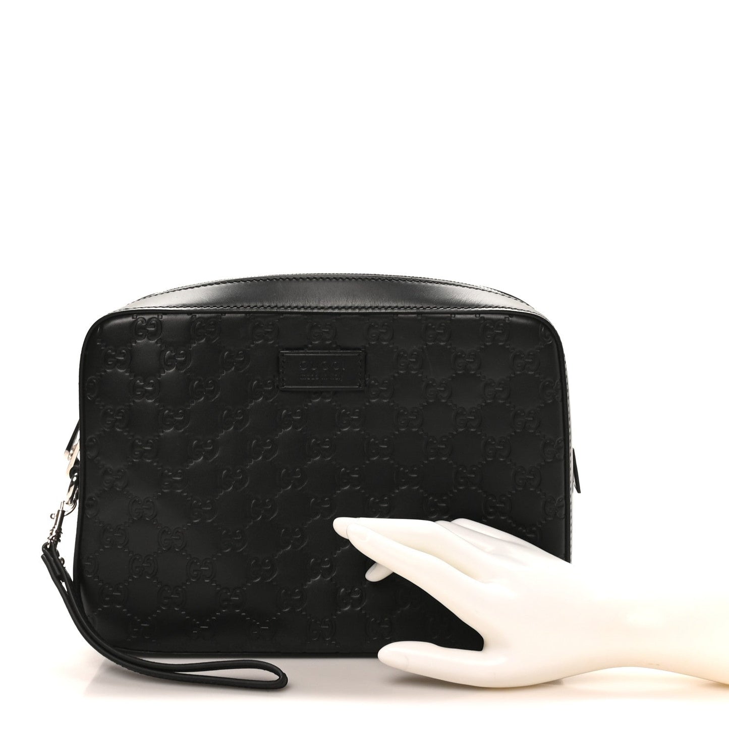 Guccissima Zip Pouch Wristlet Black